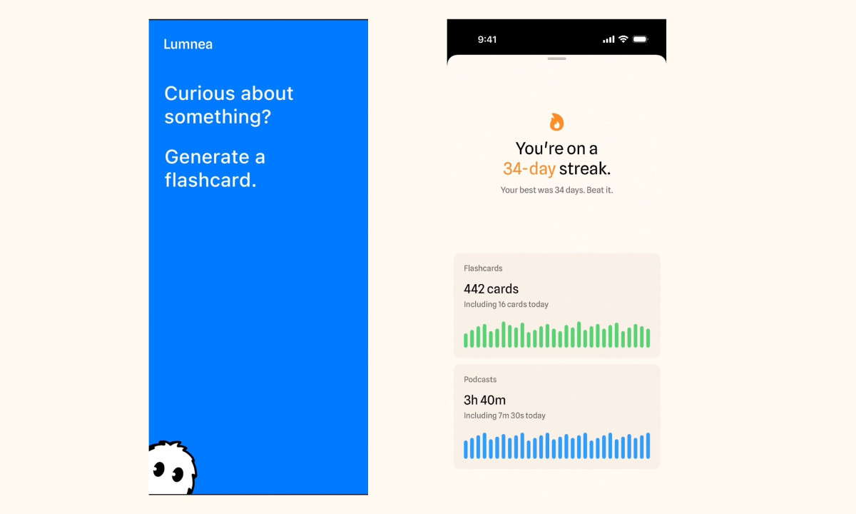App onboarding and progress dashboard with learning streak metrics