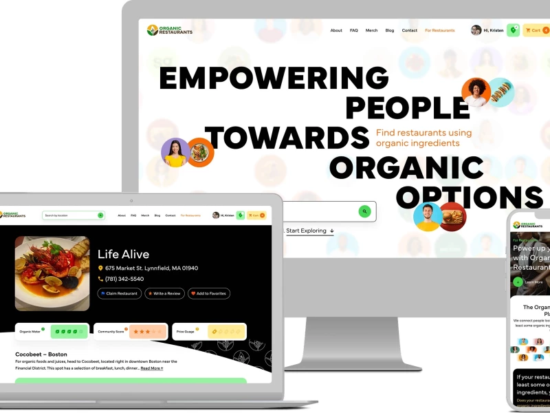 Organic Restaurants Website Design by GoingClear