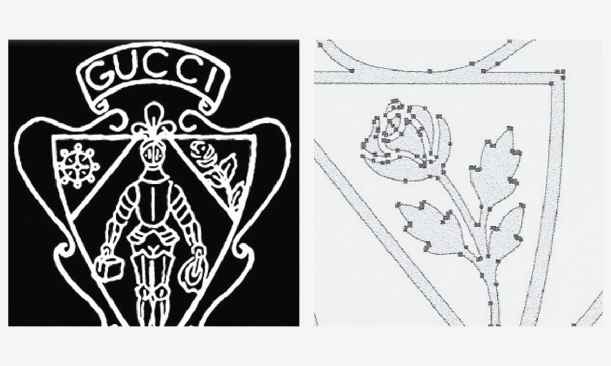 Meticulously detailed line-art shield illustration featuring an armored knight.