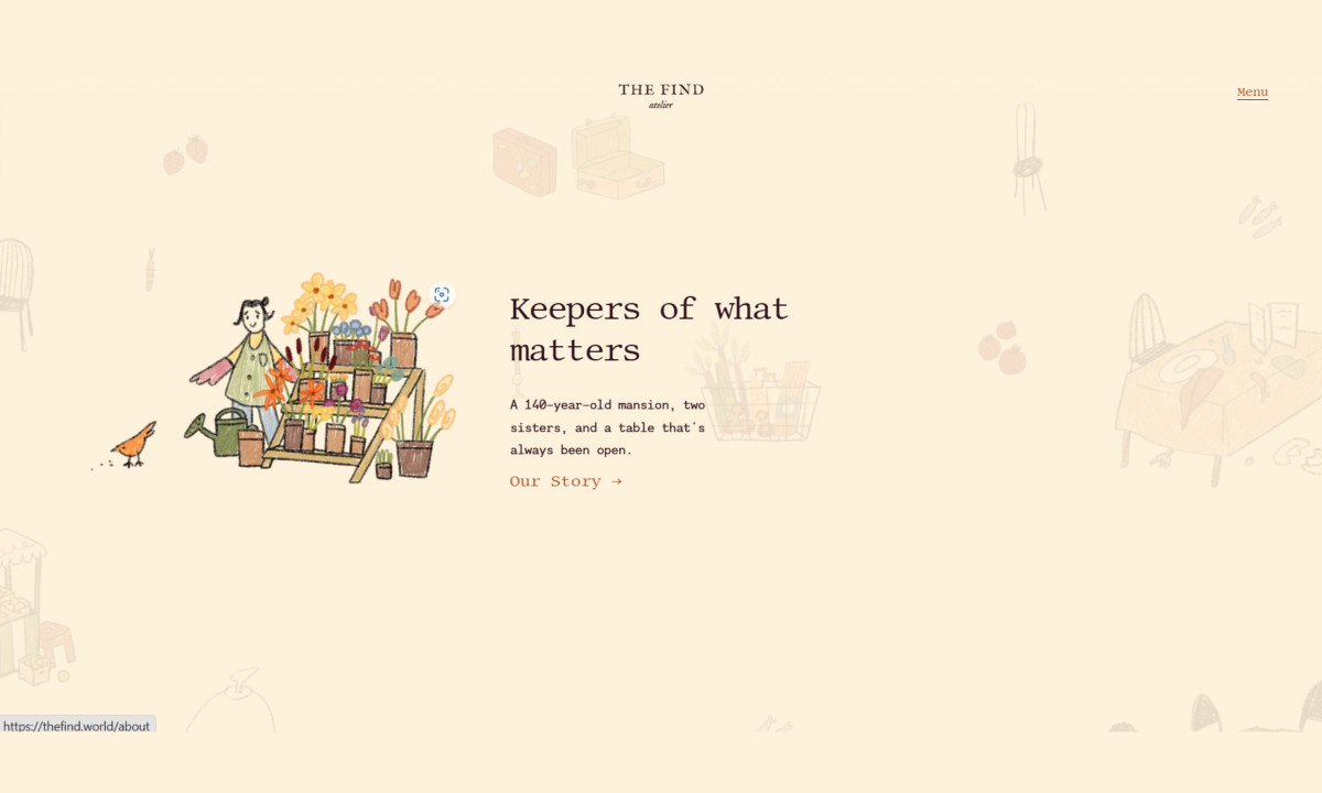 Webpage titled Keepers of what matters with an illustration of a woman watering flowers.