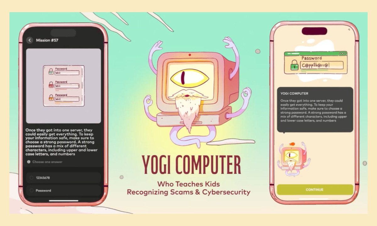 Mobile application profile screen showing a cartoon astronaut avatar, points, and menu options in Georgian.