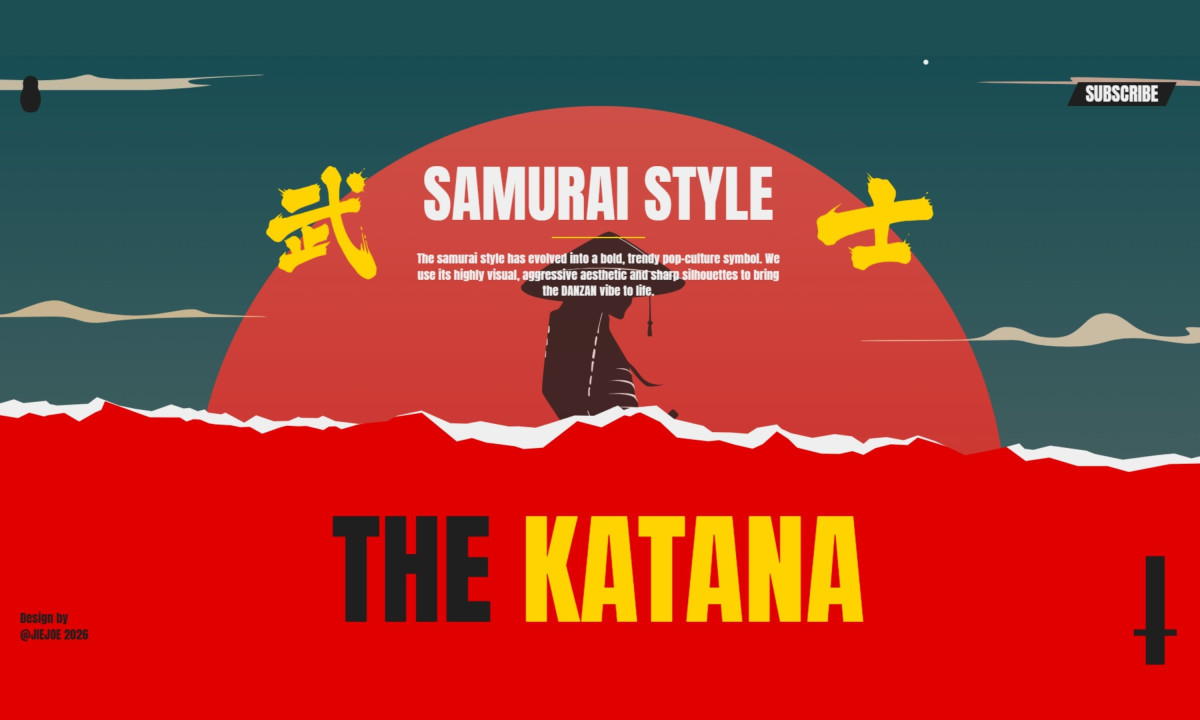 Vivid banner displays a samurai silhouette against a sun.