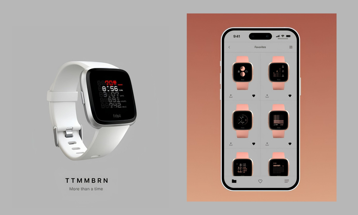 Smartwatch sits beside a phone showing watchface options.