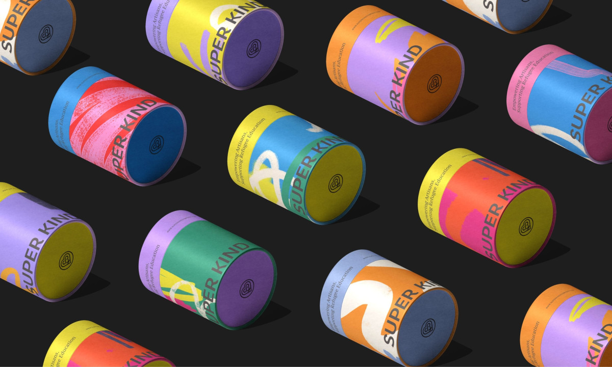 Patterned grid of tubes displays textured graphic designs.