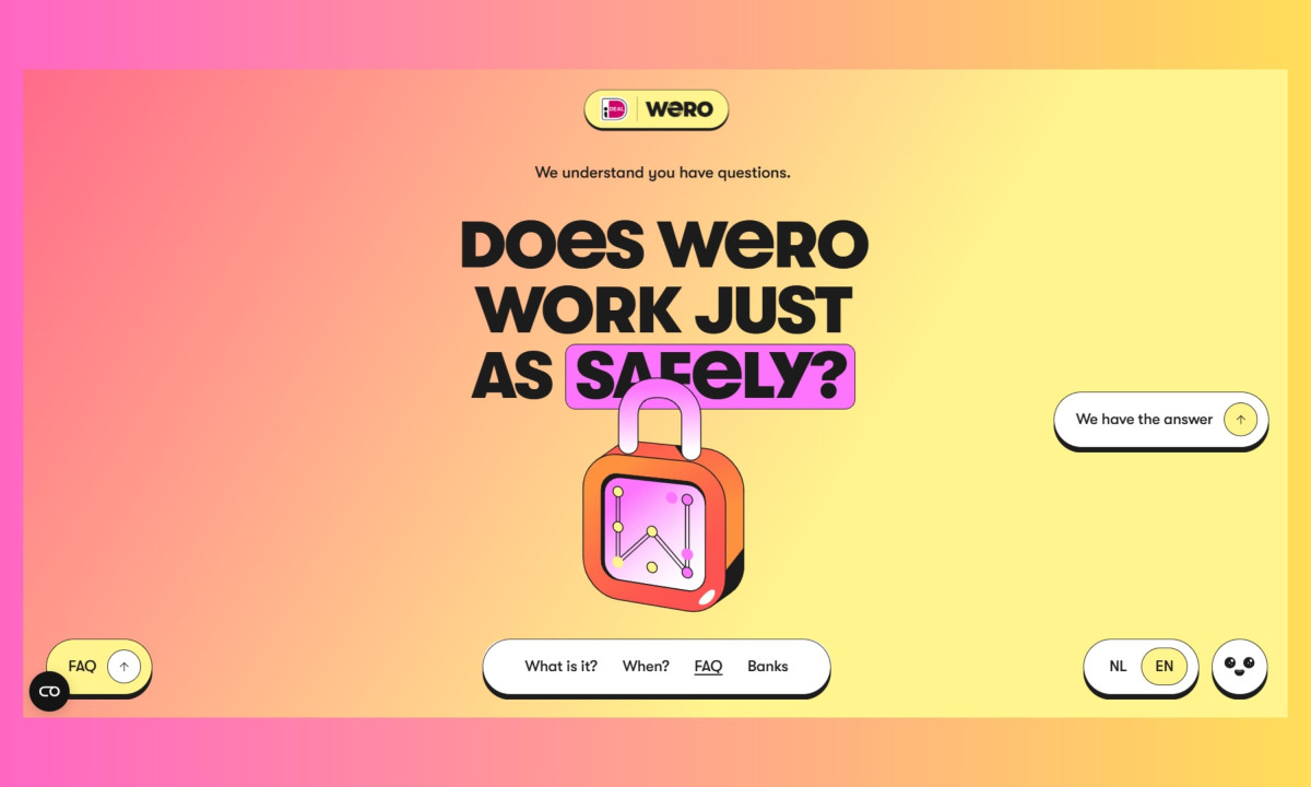 Vibrant webpage asks a safety question above a padlock.