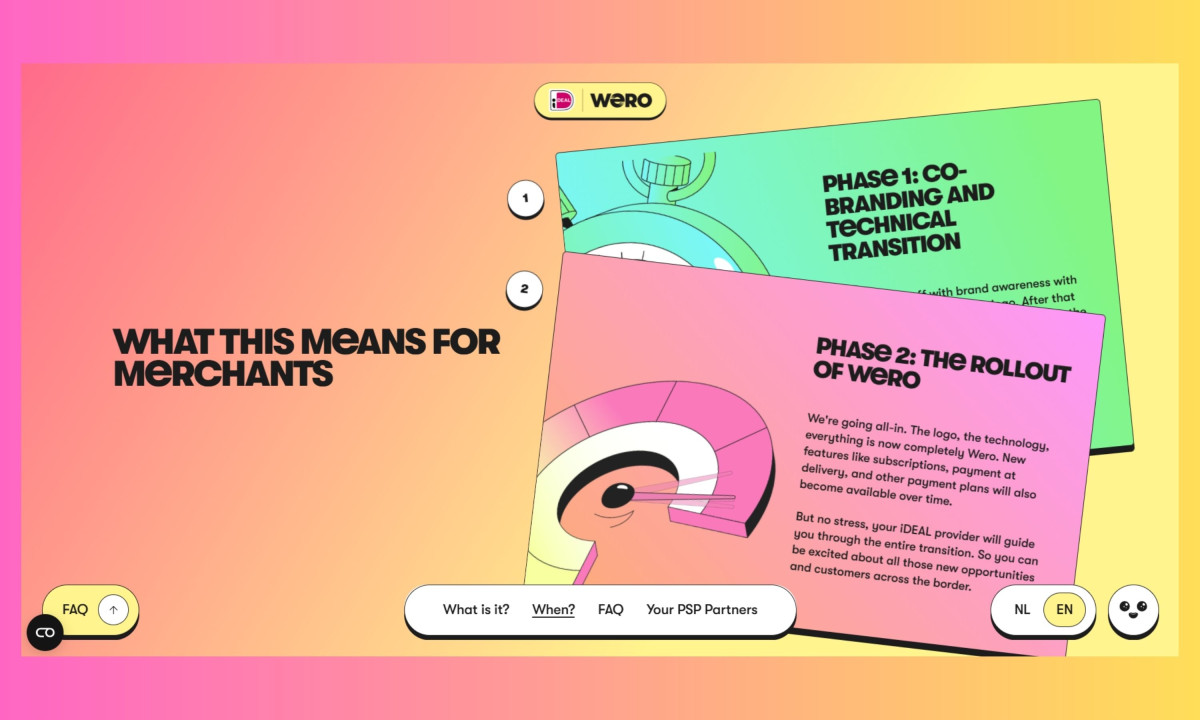 Colorful stacked cards display the digital wallet rollout phases.