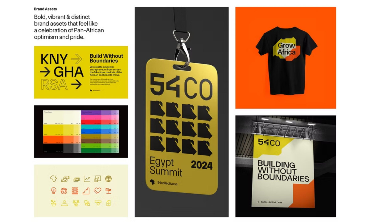 Promotional presentation showcases a lanyard, apparel, and hanging banner.
