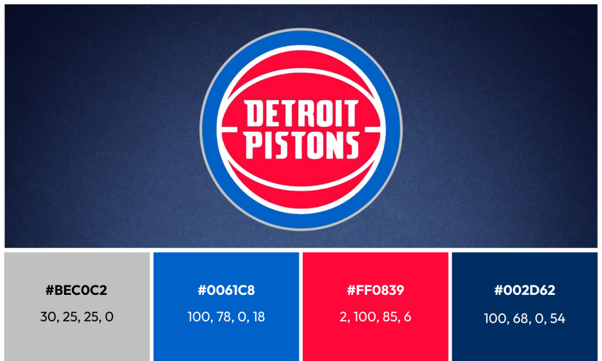 official color hexes for the present Detroit Pistons logo