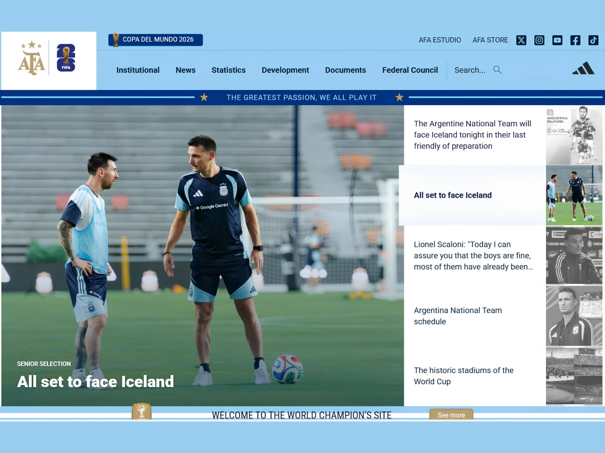 Argentinian Football Association Website Design by Proyectar