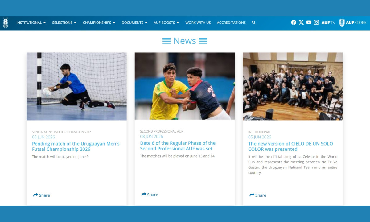 Webpage features an organized row of AUF news.