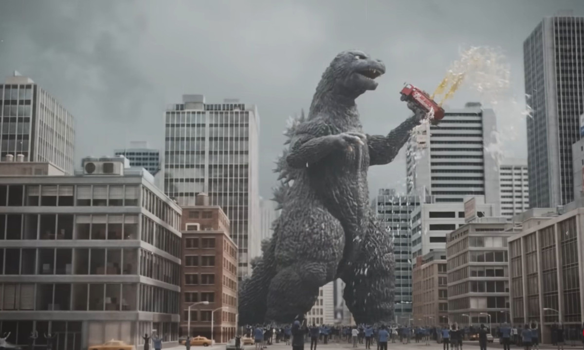 A giant monster spills beer from a delivery truck.