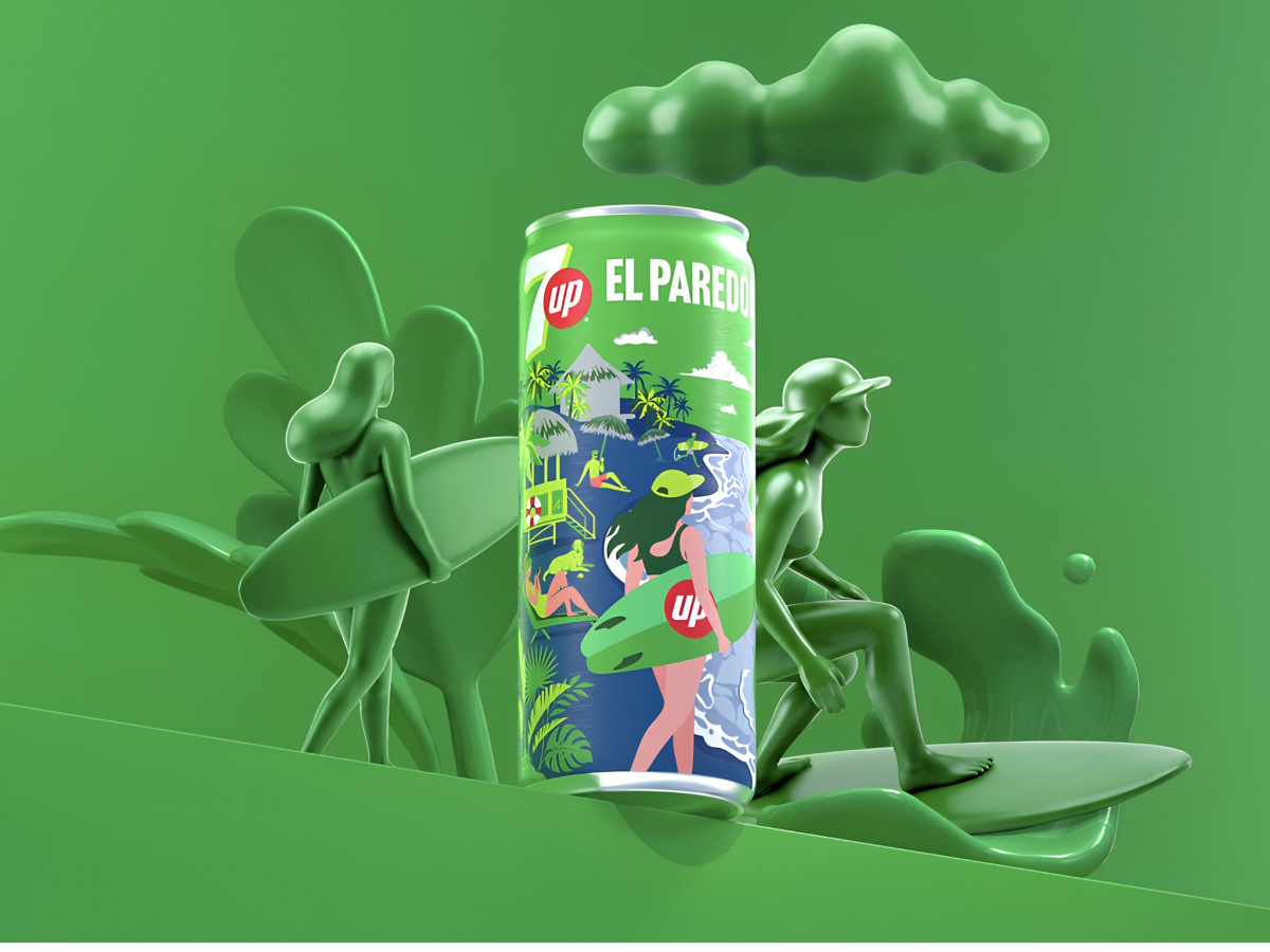 7UP El Paredón can surrounded by 3D green surfers.
