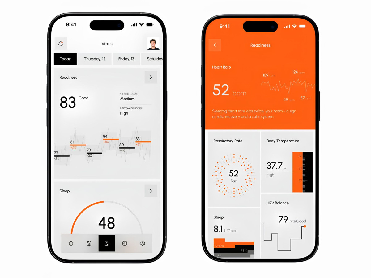 Health app Vitals and Readiness dashboards.