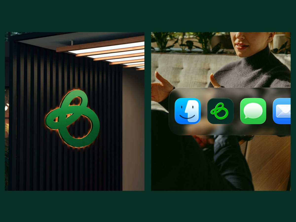 The green Benifex logo displayed as a 3D illuminated wall sign and a digital app icon.