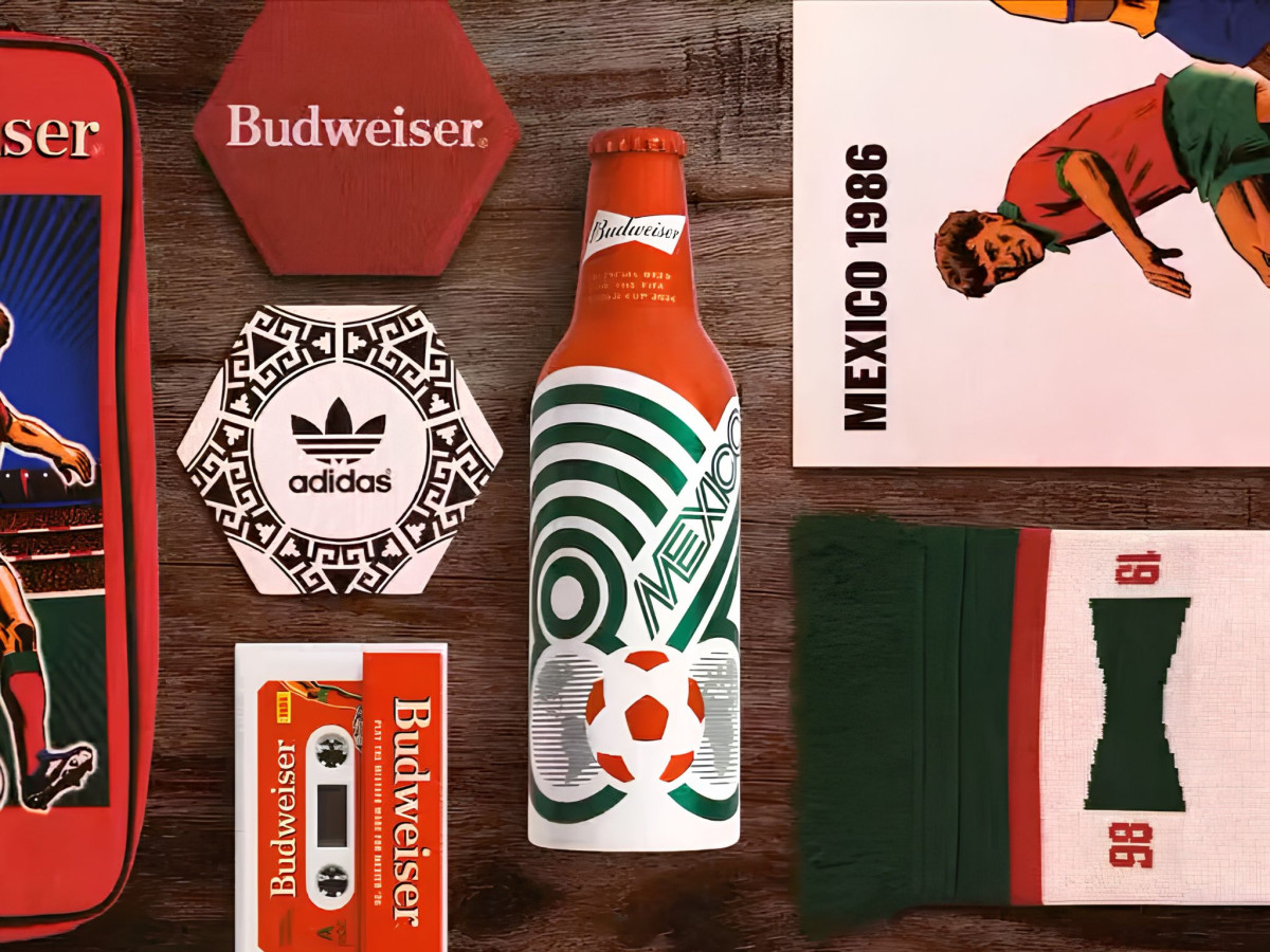 Collection of vintage Budweiser FIFA World Cup memorabilia.