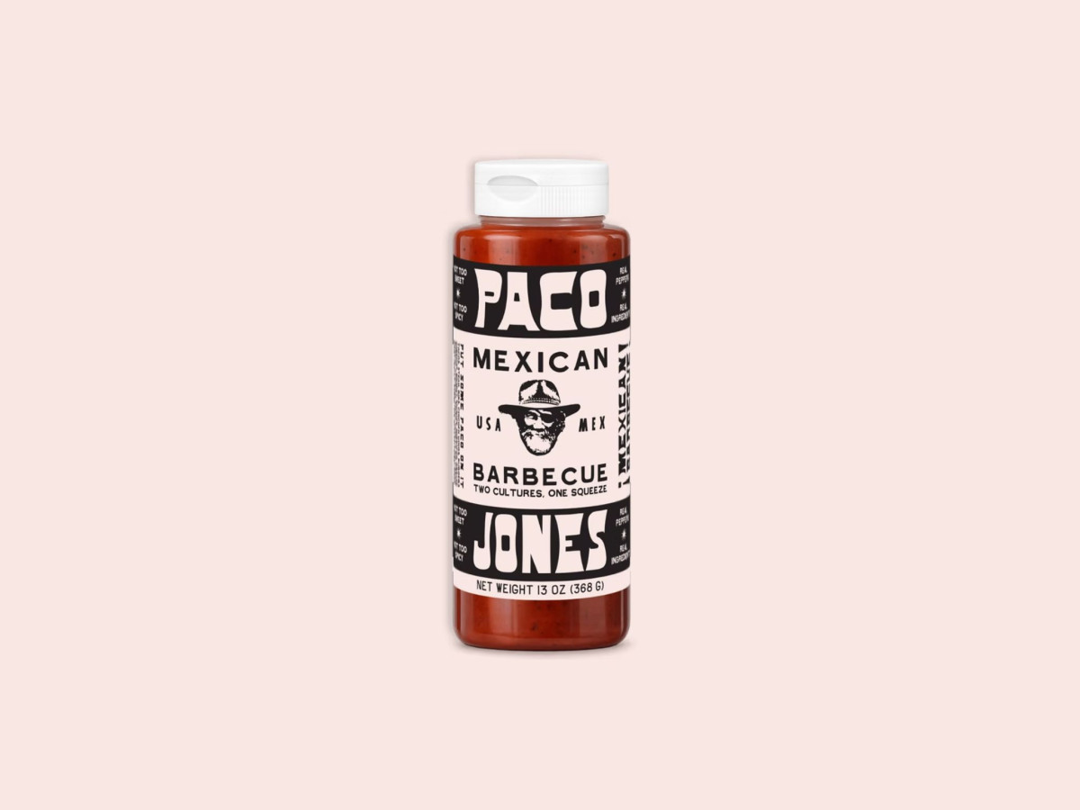 Paco Jones Mexican Barbecue bottle with a black typographic label.