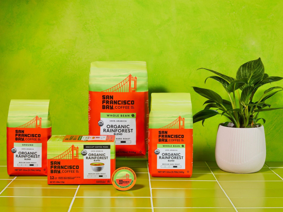 San Francisco Bay Organic Rainforest coffee bags and pods.