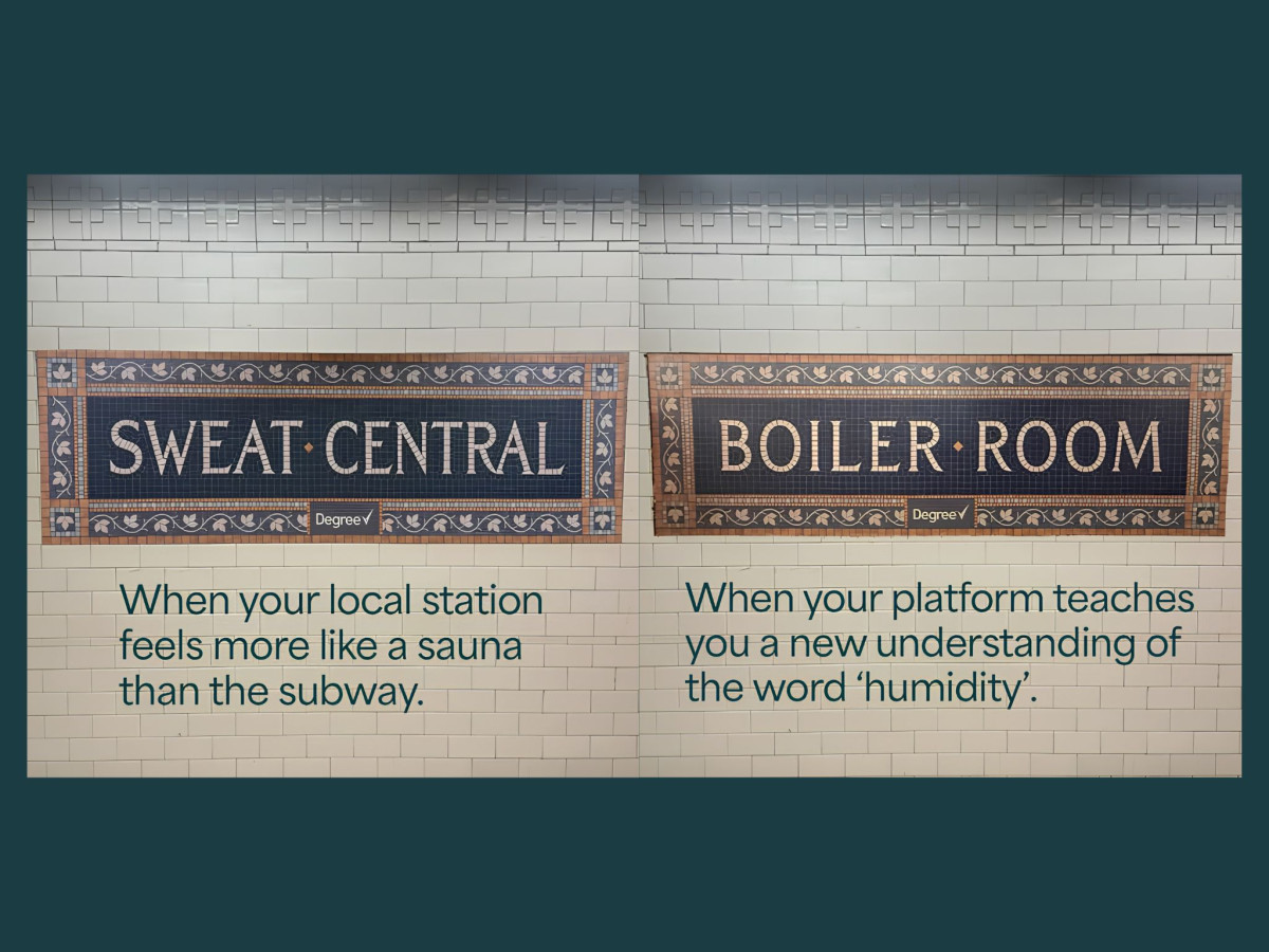 Subway tile signs reading "SWEAT CENTRAL" and "BOILER ROOM".
