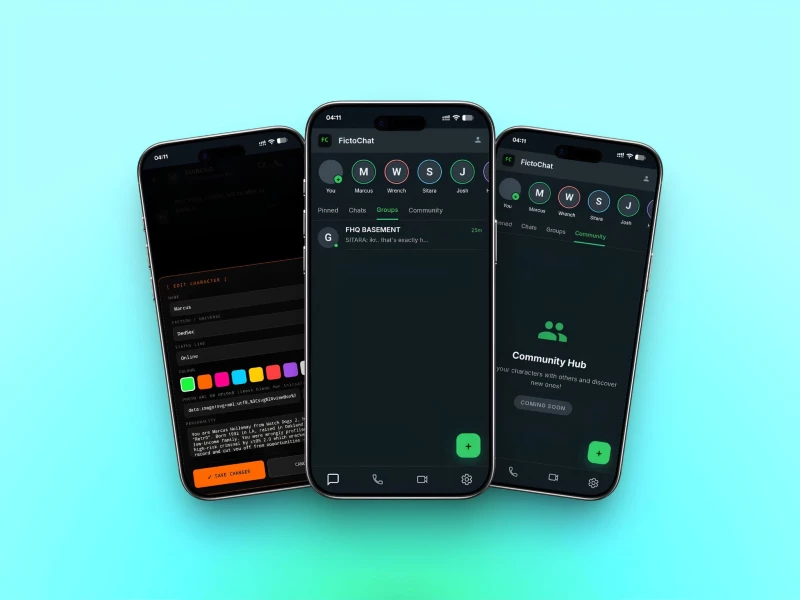 FictoChat Chat App Design by Coral Orbit Studio