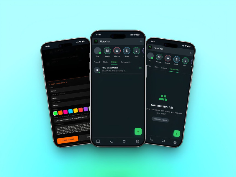FictoChat Chat App Design by Coral Orbit Studio