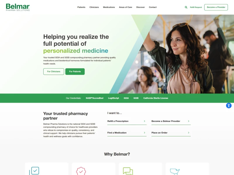 Belmar Pharma Solutions Website Design by RainCastle Communications, Inc.