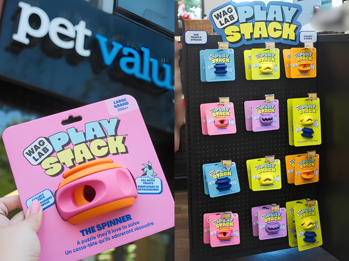 Play Stack dog toys on a retail store display.