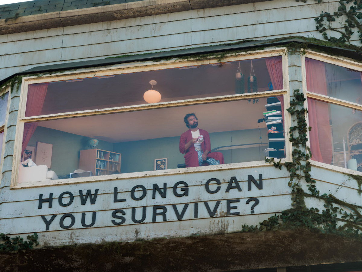 Netflix billboard built to look like a house.