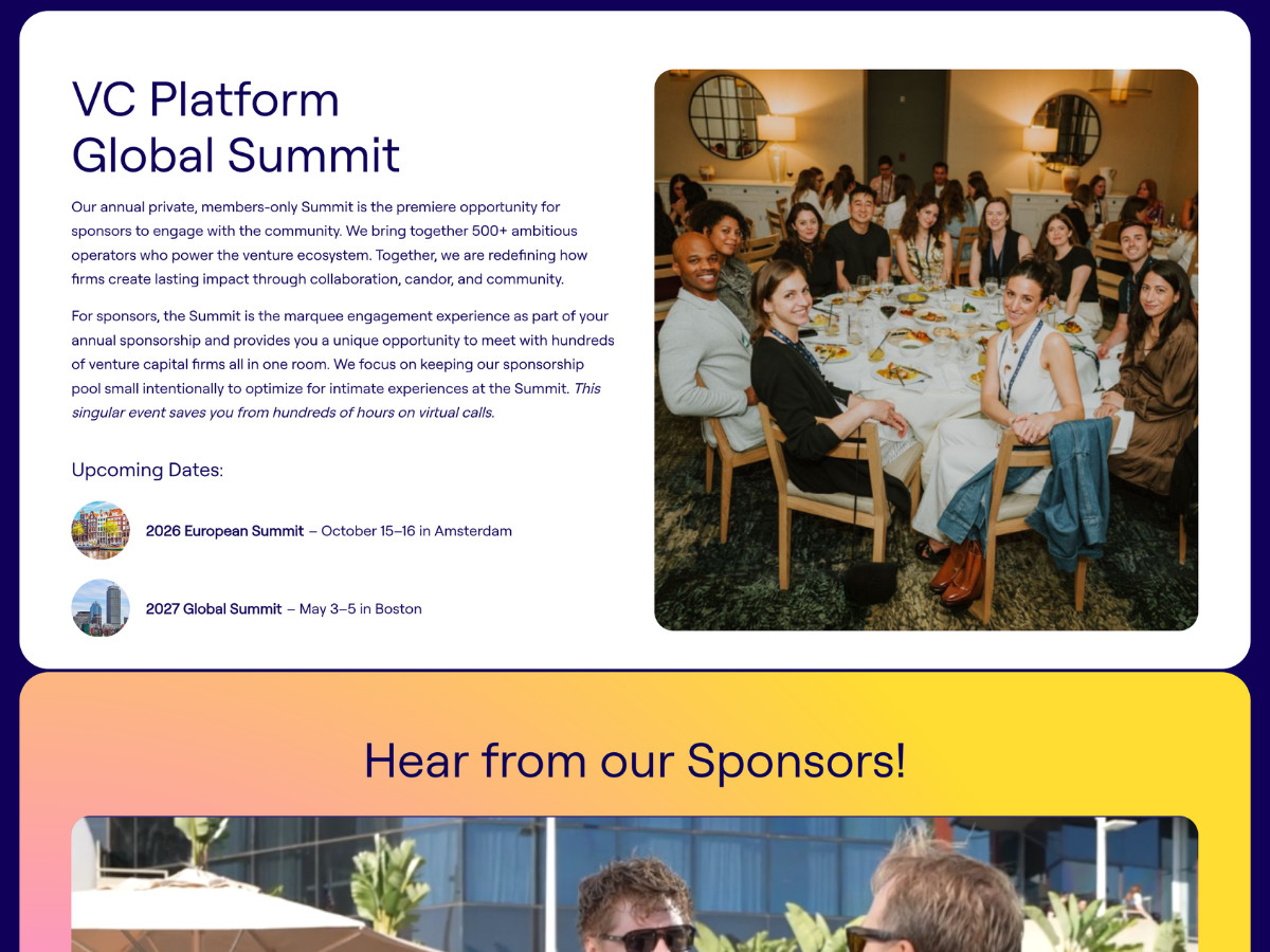 VC Platform Sponsorship Guide Website Design Global Summit
