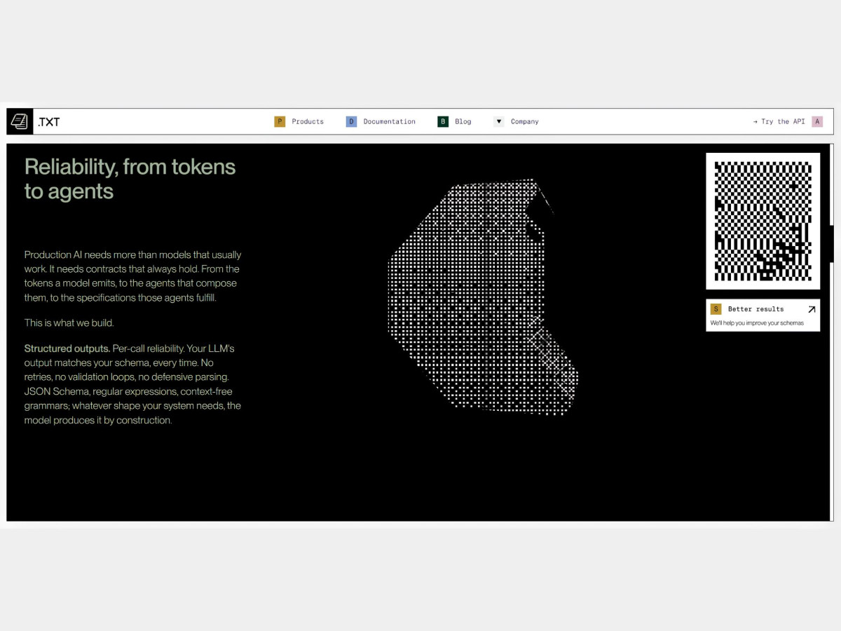 Dark-themed .TXT website homepage featuring text and abstract pixel art.