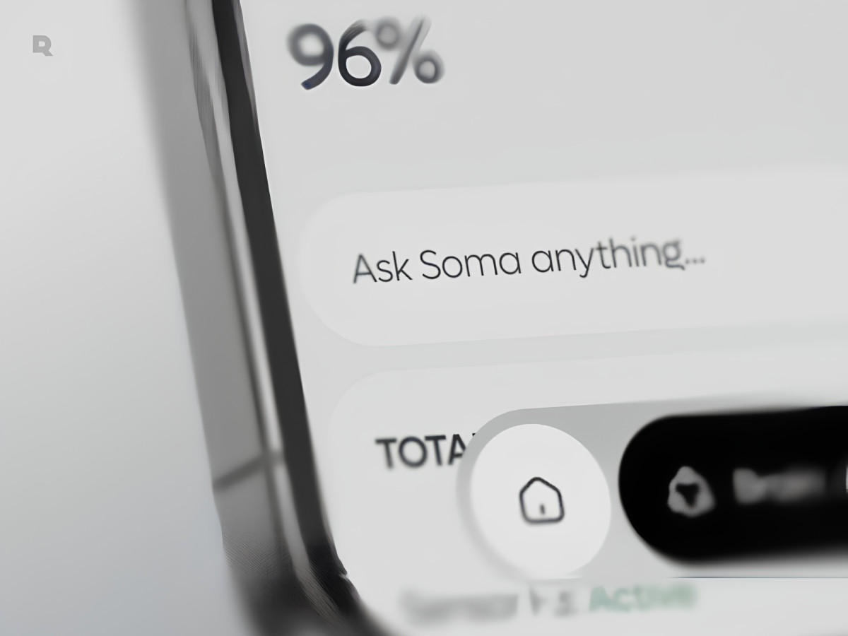 Close-up of Soma app "Ask Soma anything" interface.