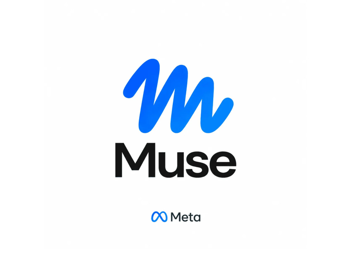 Blue fluid M ribbon logo for Meta's Muse.