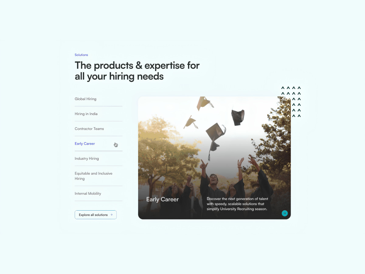 "Early Career" hiring webpage with graduating students image.