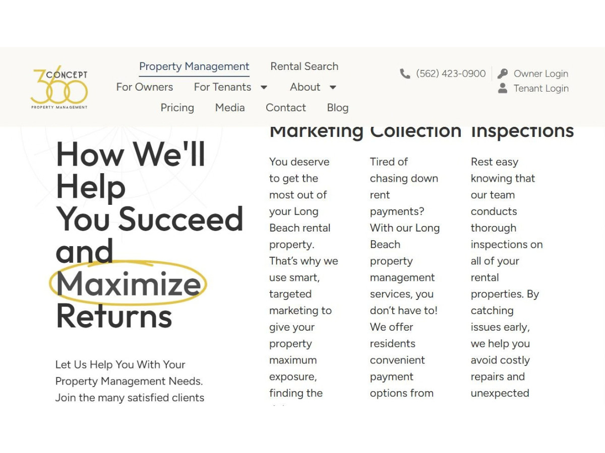 Concept360 Property Management Maximize Returns