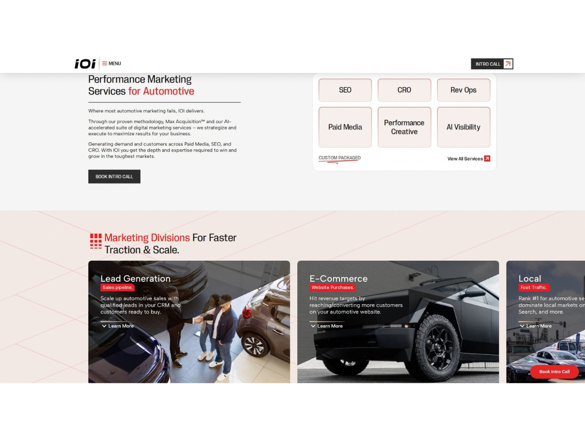 IOI Solutions Website Marketing Divisions