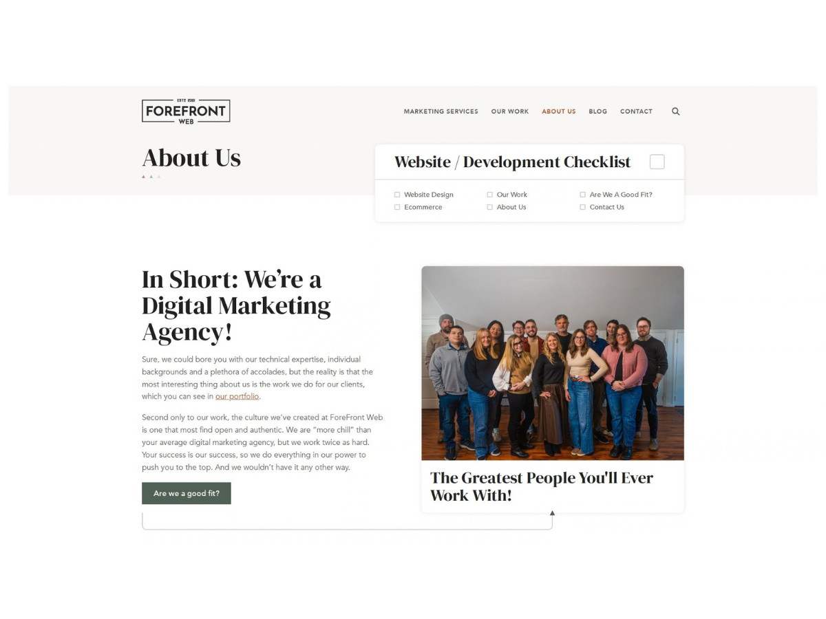 Forefront Web, LLC Website About Us
