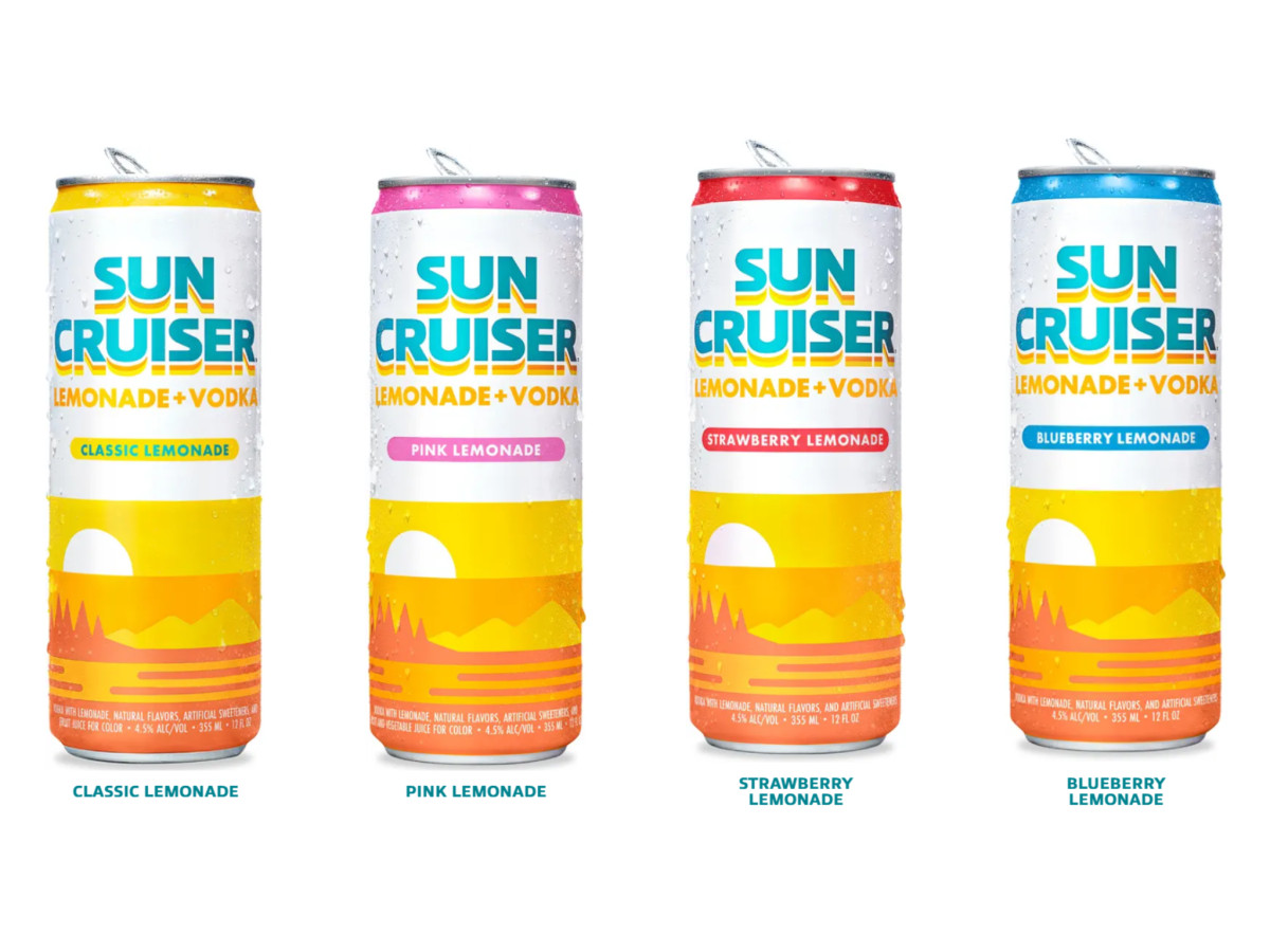 Four flavored Sun Cruiser lemonade and vodka cans.