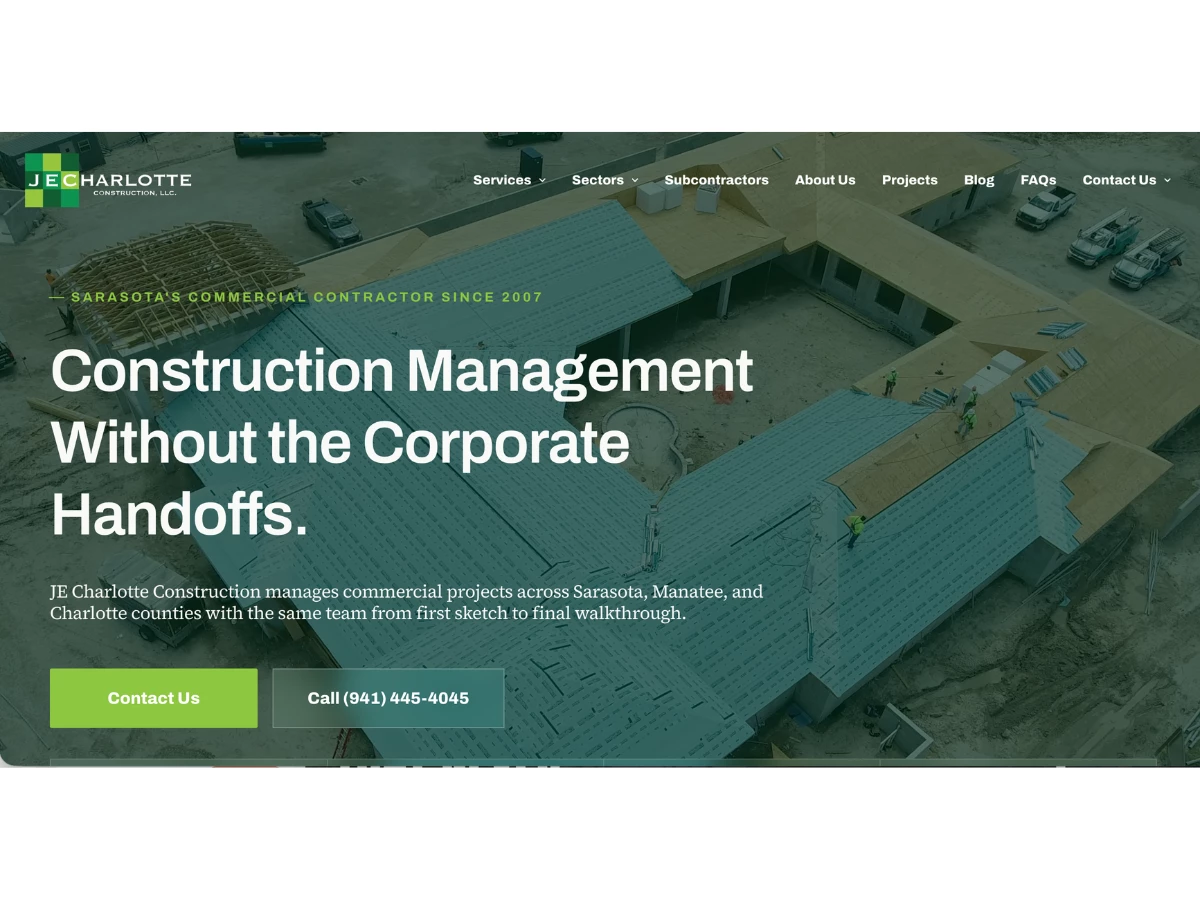 JE Charlotte Construction Website Design by Rounded Digital