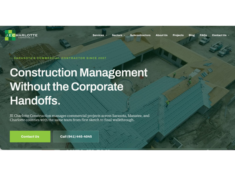 JE Charlotte Construction Website Design by Rounded Digital