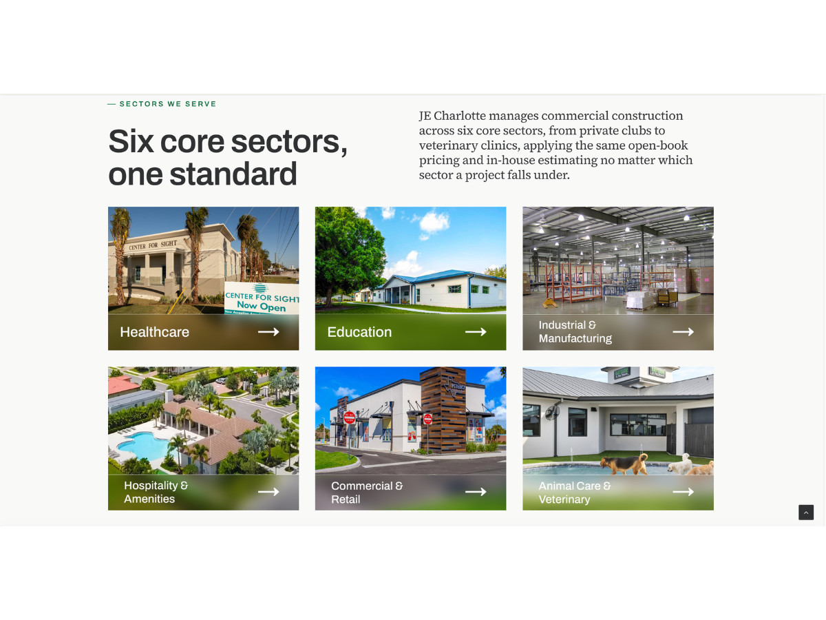 JE Charlotte Construction Six Core Sectors, One Standard