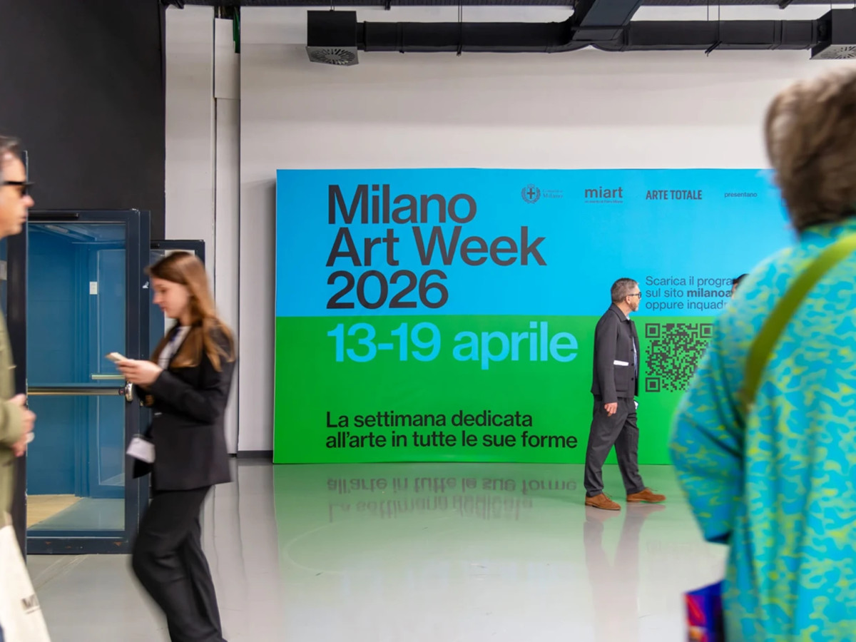 Large Milano Art Week 2026 indoor event display.