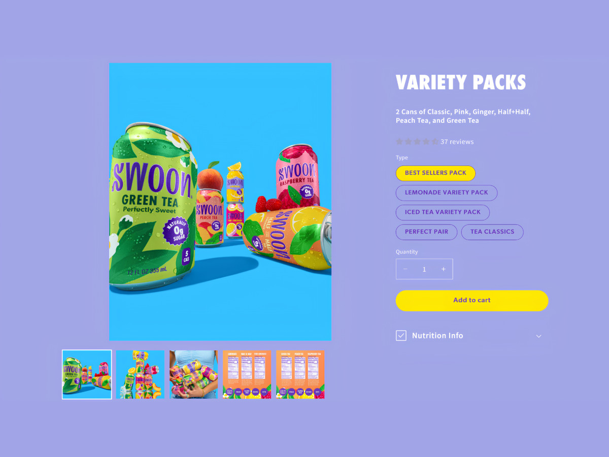 Swoon product selection page for Variety Packs.