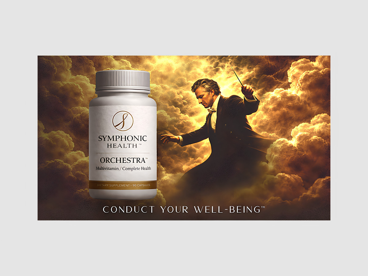 Symphonic Health Orchestra supplement banner with conductor.