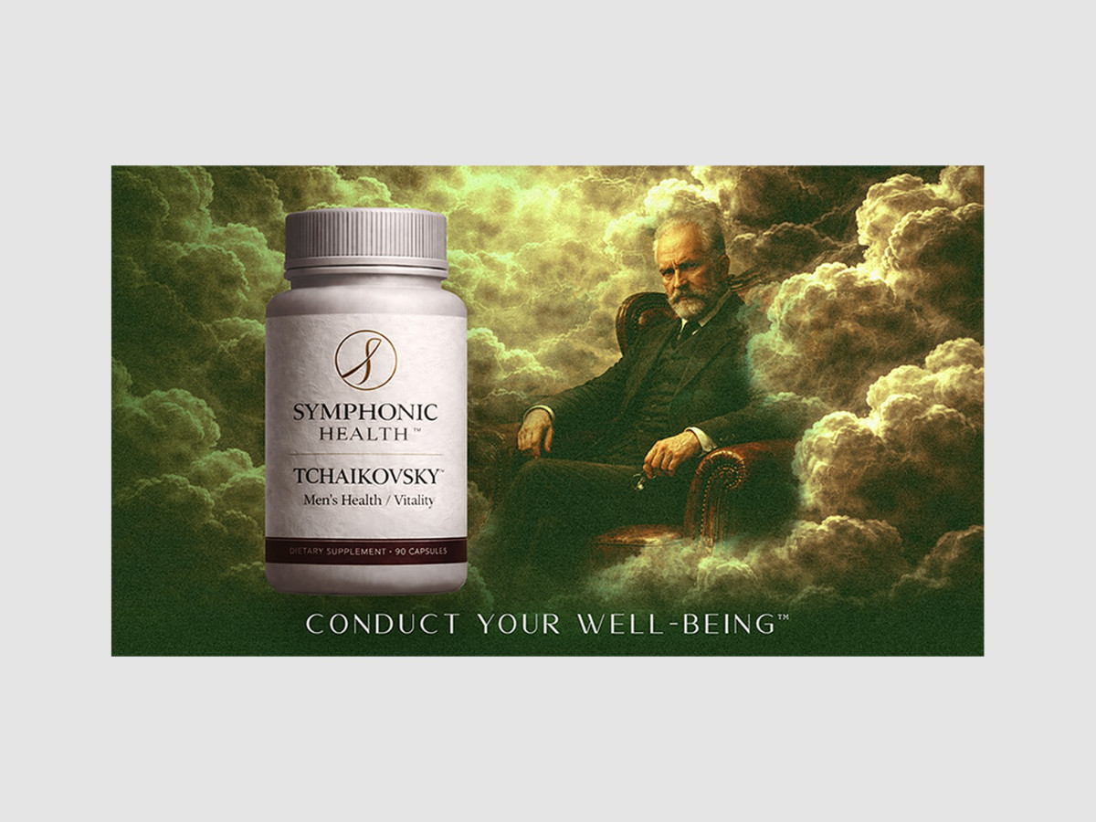 Symphonic Health Tchaikovsky supplement banner in green clouds.