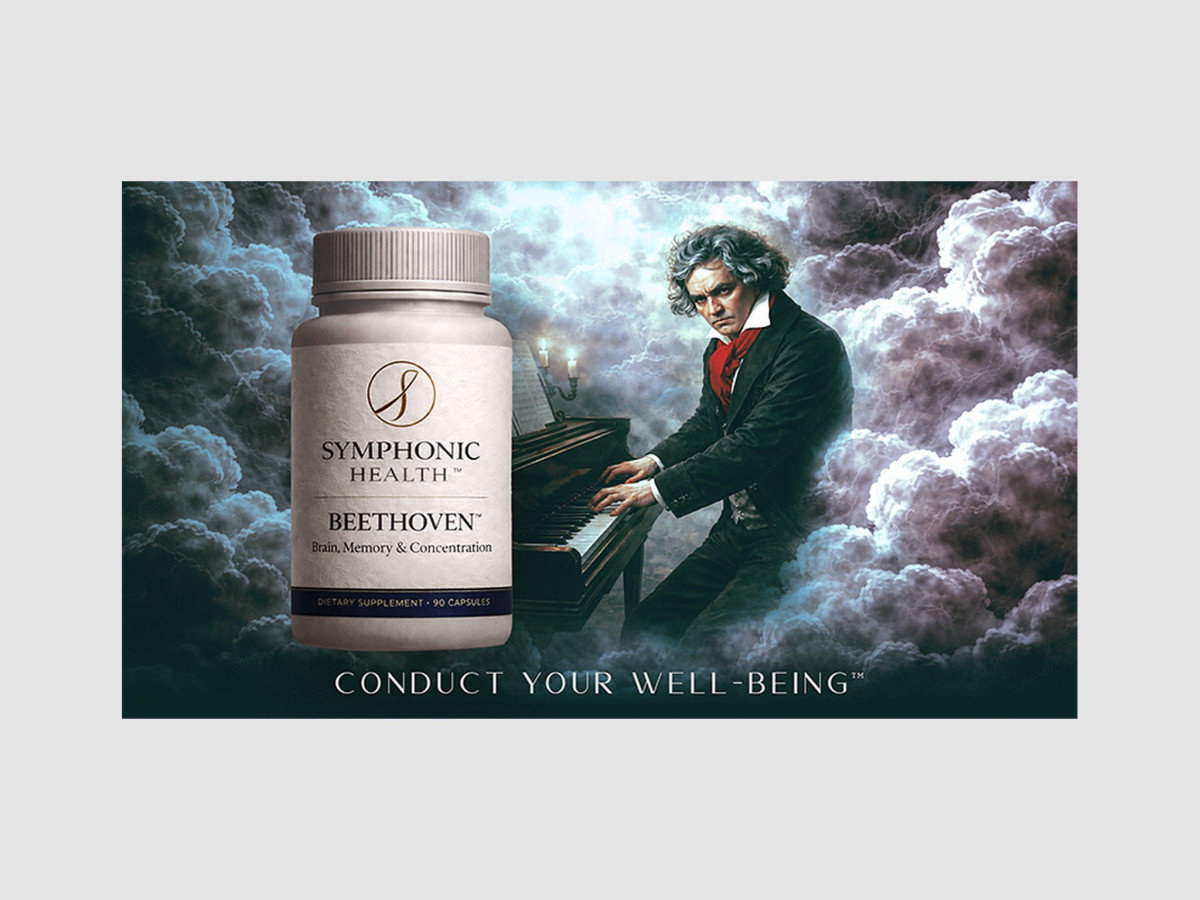 Symphonic Health Beethoven supplement banner at piano.
