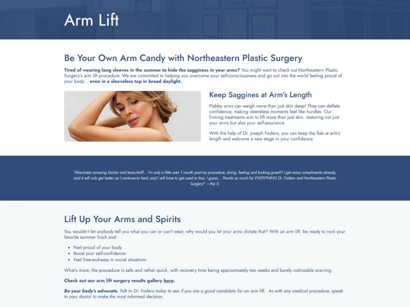 Northeastern Plastic Surgery Website Design by White Coat Web