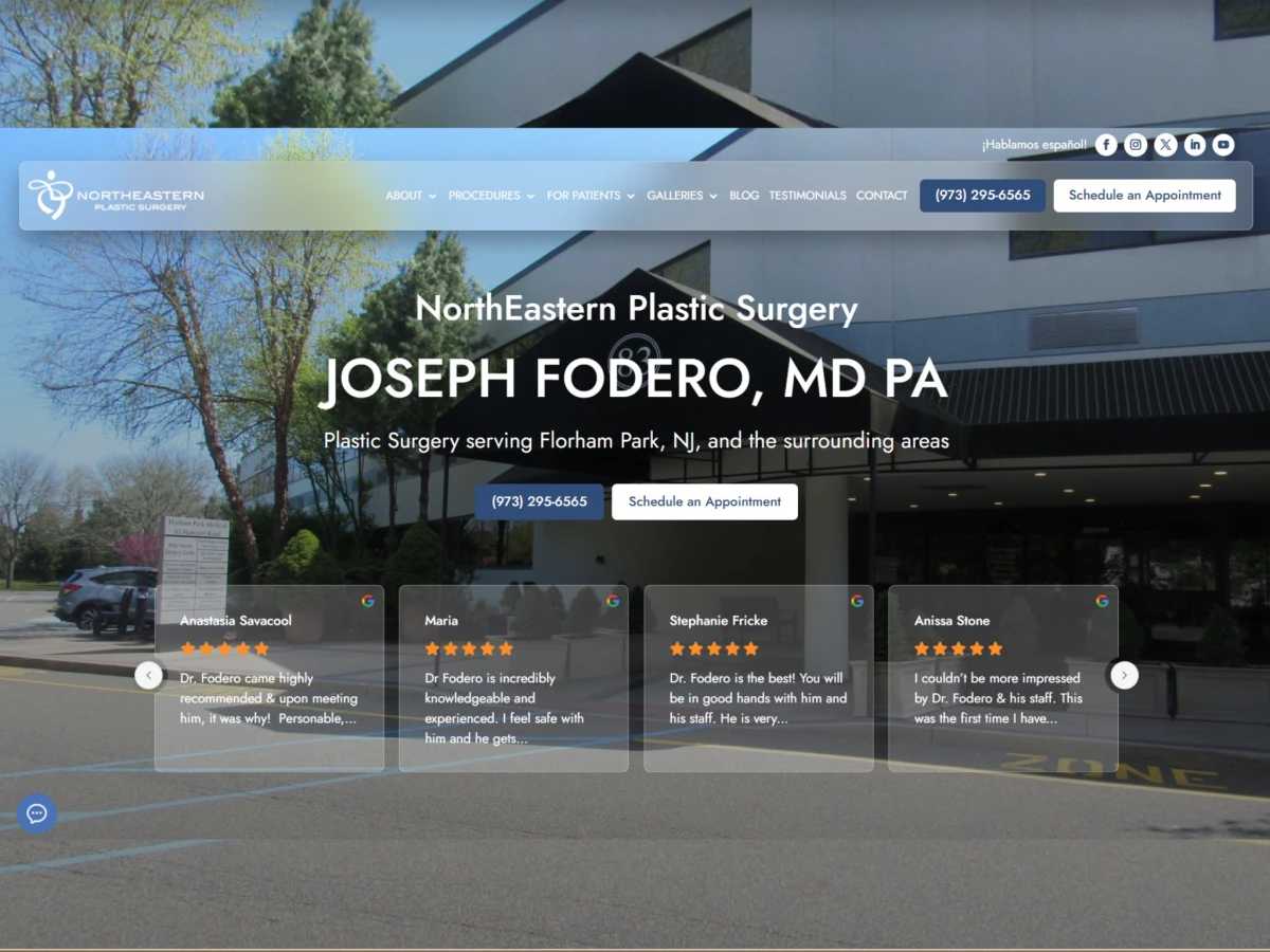 Northeastern Plastic Surgery Website Design by White Coat Web