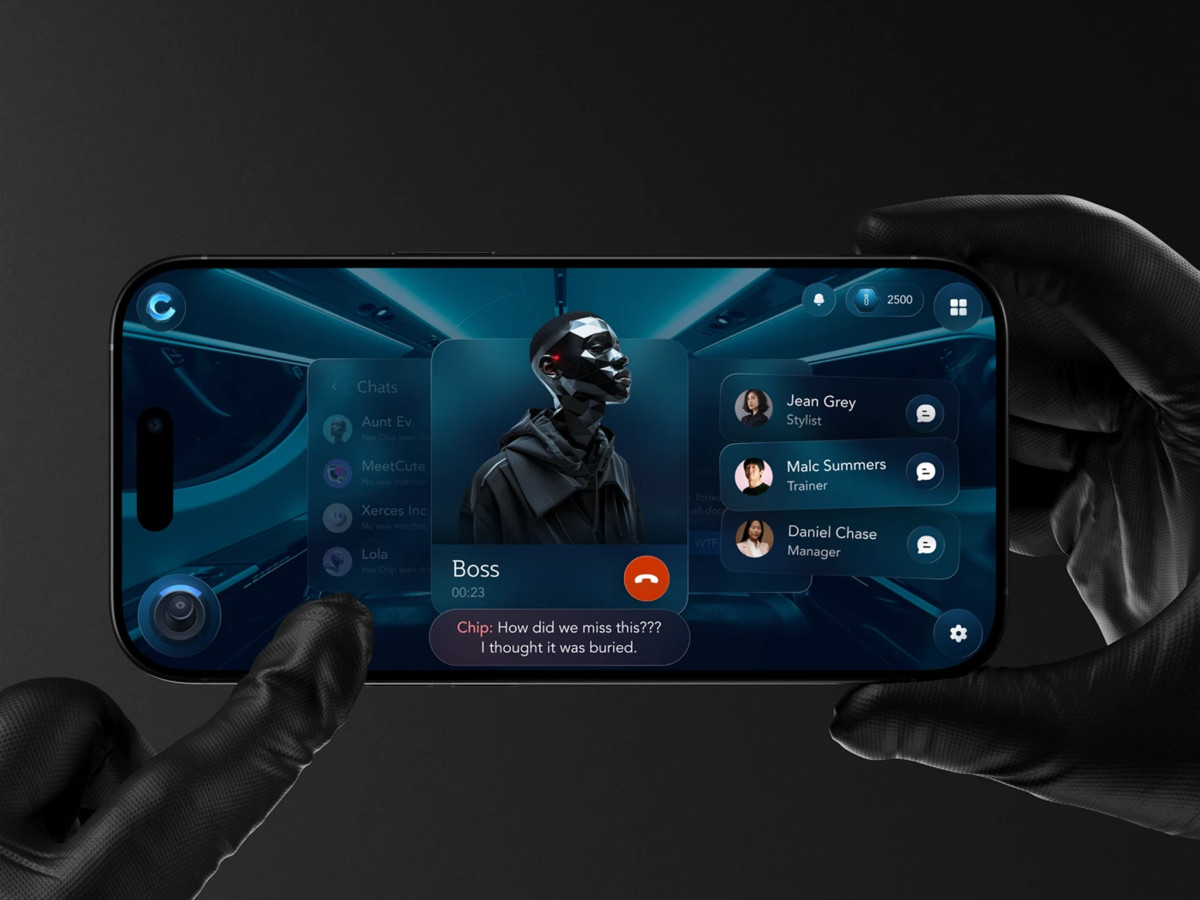 Smartphone displaying Infinite Skies in-game character chat interface.