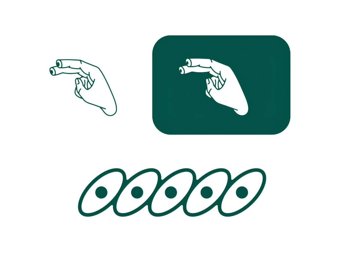 Illustrated binocular hand icon and KOITA eye mark.