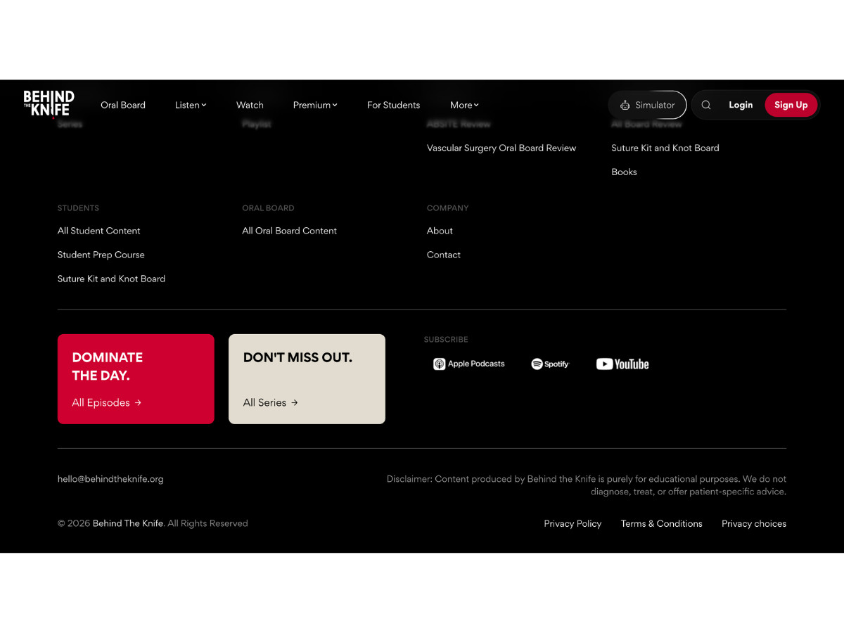 Behind the Knife Contact Page
