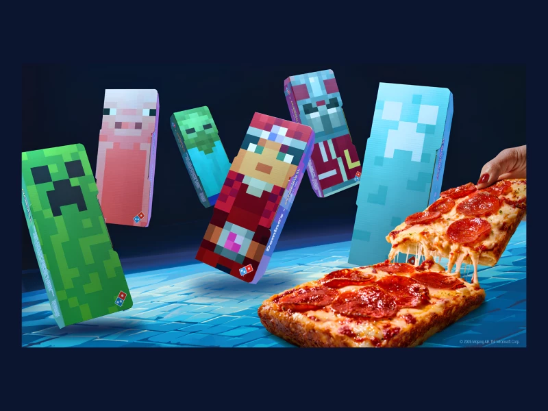 Domino’s Minecraft Dungeons II Character Boxes Packaging Design